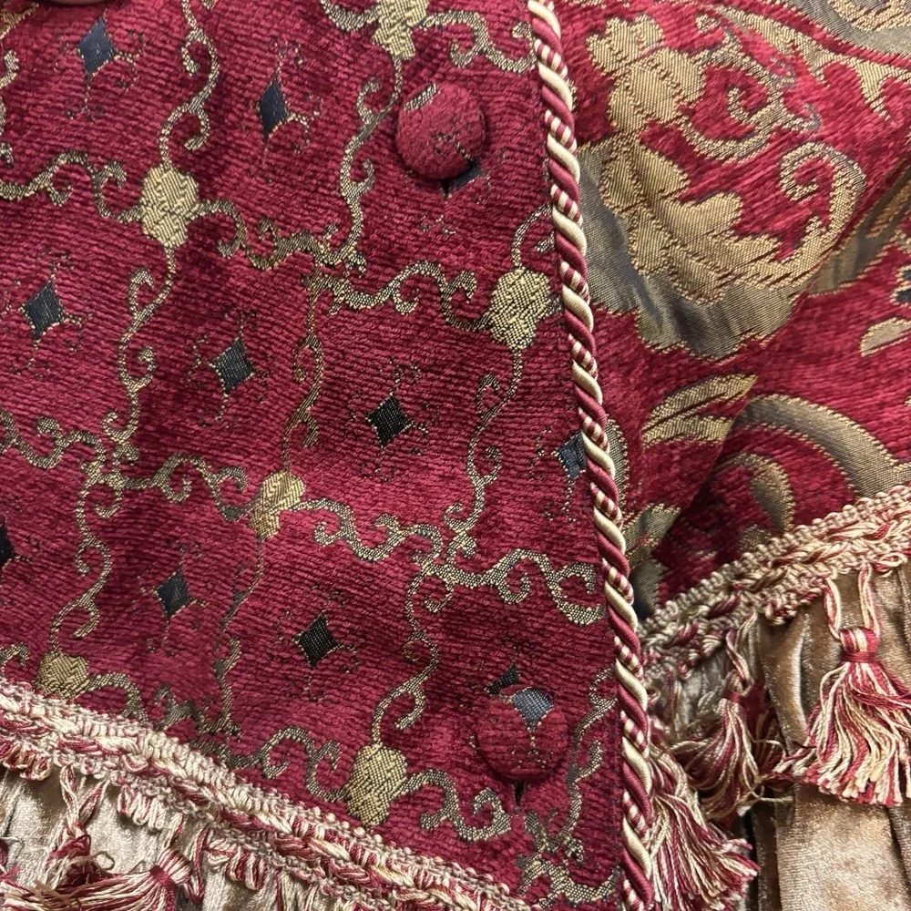 Serendipity Christmas Tree Skirt Red Gold Velvet Tassel Ruffle Holiday Decor 50